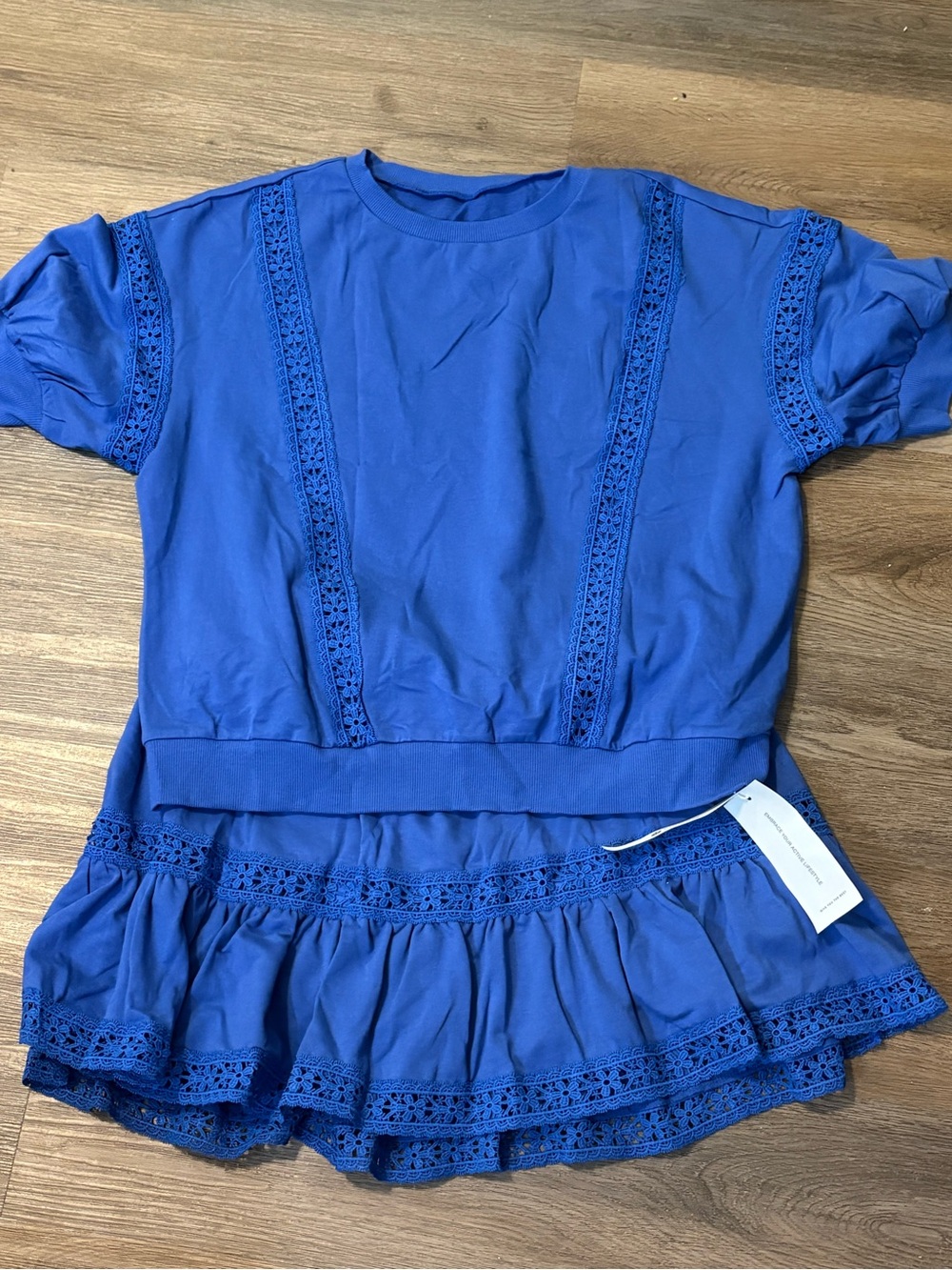 NEW Women' Cobalt Blue Lace-Trim Peplum 2pc Set